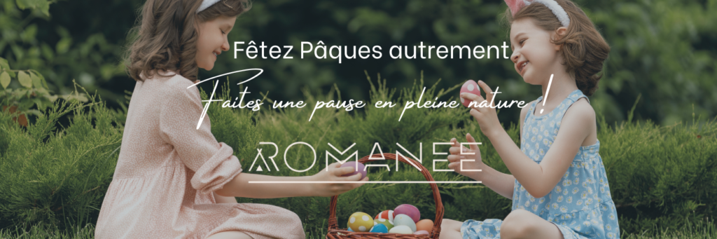 Enfants jouant avec œufs de Pâques dans la nature.